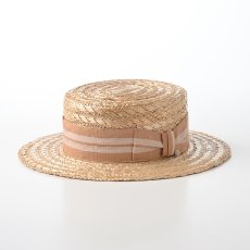 画像1: 花麦カンカン帽 Flamingo SE659 ベージュストライプ (1)