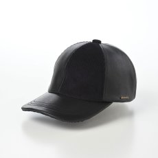 画像1: LEATHER PATCHWORK CAP（レザー パッチワーク キャップ） SE739 ブラック (1)