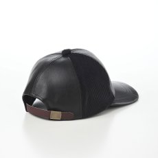 画像2: LEATHER PATCHWORK CAP（レザー パッチワーク キャップ） SE739 ブラック (2)