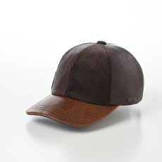 画像1: LEATHER PATCHWORK CAP（レザー パッチワーク キャップ） SE739 ブラウン (1)