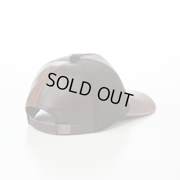 ブラウン チェック柄 キャップ LEATHER PATCHWORK CAP（レザー パッチワーク キャップ） SE739