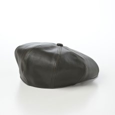 画像2: LEATHER CASQUETTE（レザーキャスケット） SE740 ダークグリーン (2)