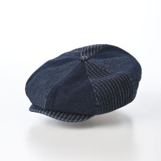 画像1: PATCHWORK DENIM CASQUETTE（パッチワークデニム キャスケット） SE767 ネイビー (1)