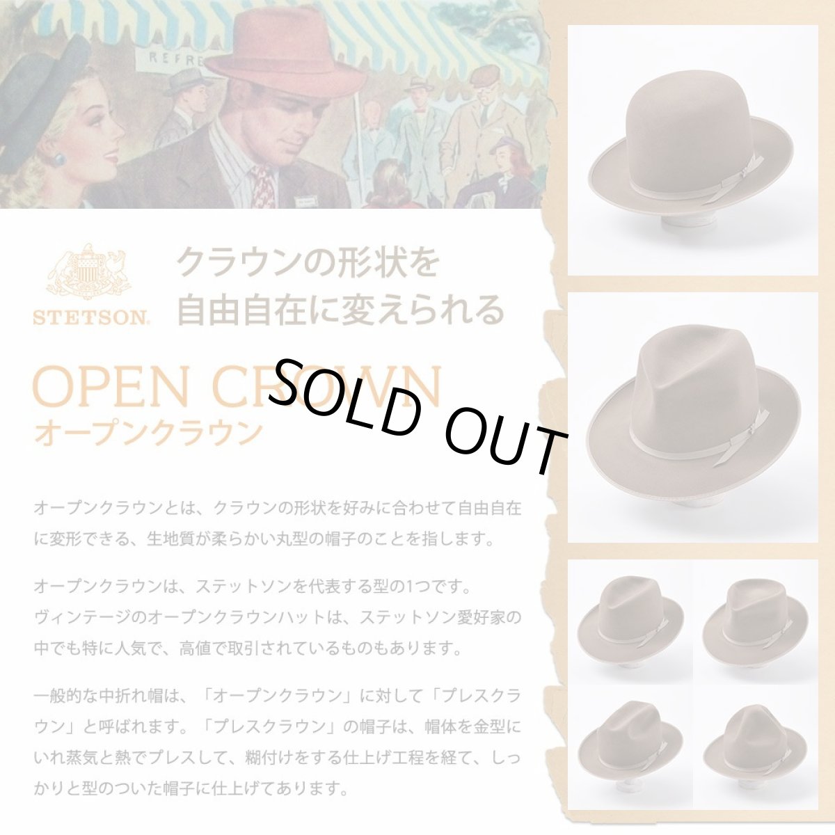 画像9: VELOR FELT OPENCROWN(ベロアフェルト オープンクラウン) SE797 ブラウン (9)