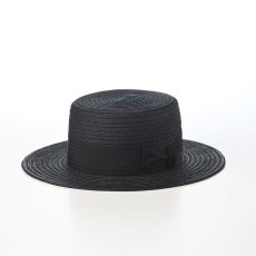 画像1: LINEN BRAID KANKAN HAT（リネンブレード カンカンハット） SE821 ブラック (1)