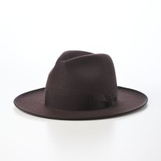 画像1: WOOL FELT LONG FLAT BRIM（ウールフェルト ロングフラットブリム） SE827 ダークブラウン (1)