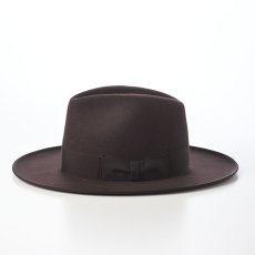 画像2: WOOL FELT LONG FLAT BRIM（ウールフェルト ロングフラットブリム） SE827 ダークブラウン (2)