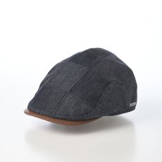 画像1: WASHED DENIM PATCHWORK HUNTING（ウォッシュドデニム パッチワーク ハンチング） SE870 ネイビー (1)