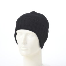 画像1: LAMBSWOOL EAR KNIT WATCH（ラムウール イヤーニットワッチ） 109214 ブラック (1)