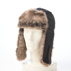 画像1: NUBACK LEATHRE BOMBER CAP（ヌバックレザー ボンバーキャップ） ST244 ブラック (1)