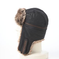 画像2: NUBACK LEATHRE BOMBER CAP（ヌバックレザー ボンバーキャップ） ST244 ブラック (2)