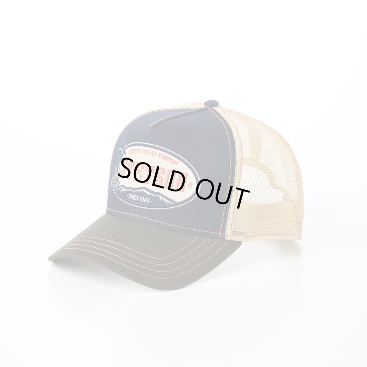 画像1: TRUCKER CAP COWBOY COFFEE（トラッカーキャップ カウボーイ コーヒー） ST331EU オリーブ (1)