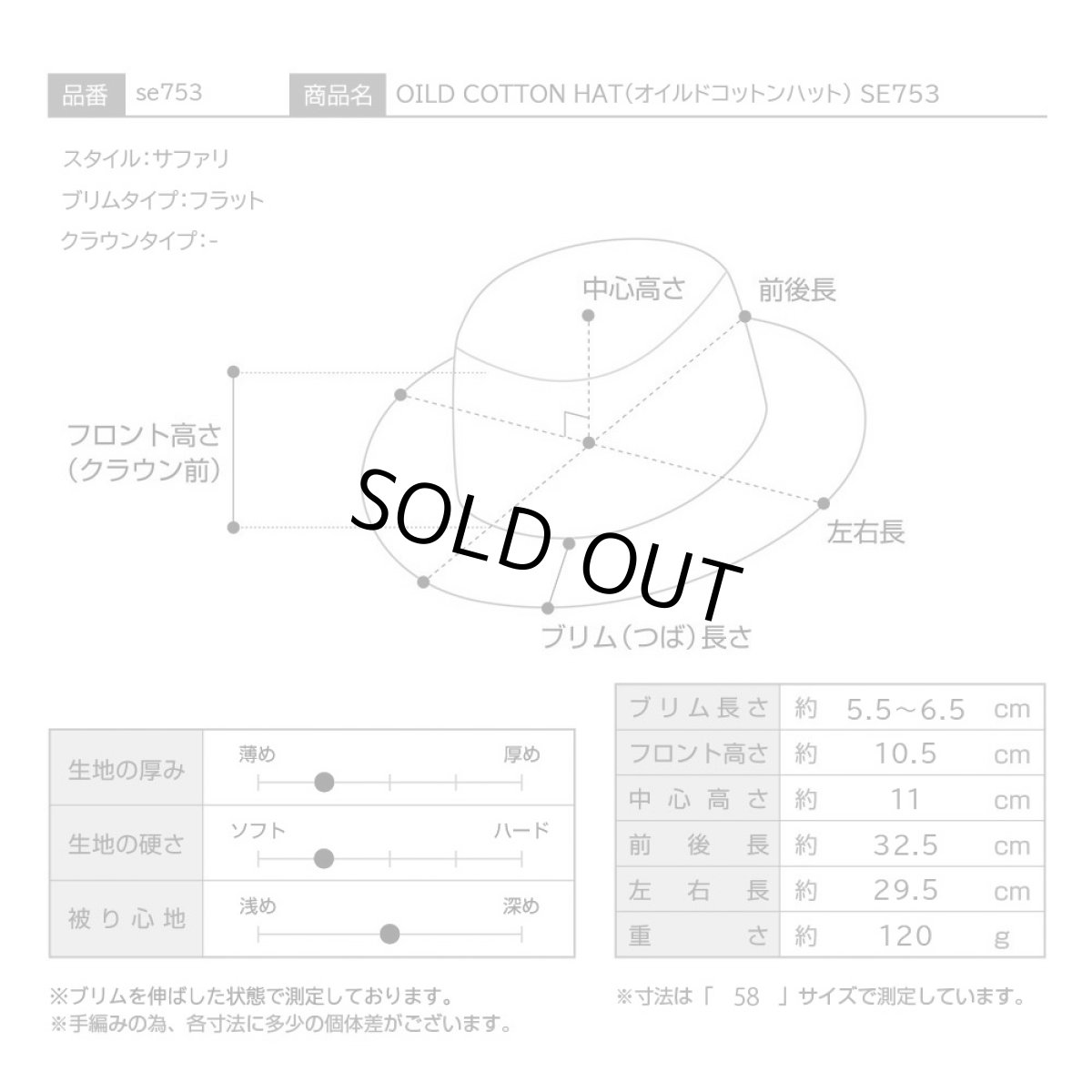 画像8: OILD COTTON HAT(オイルドコットンハット) SE753 ブラック (8)