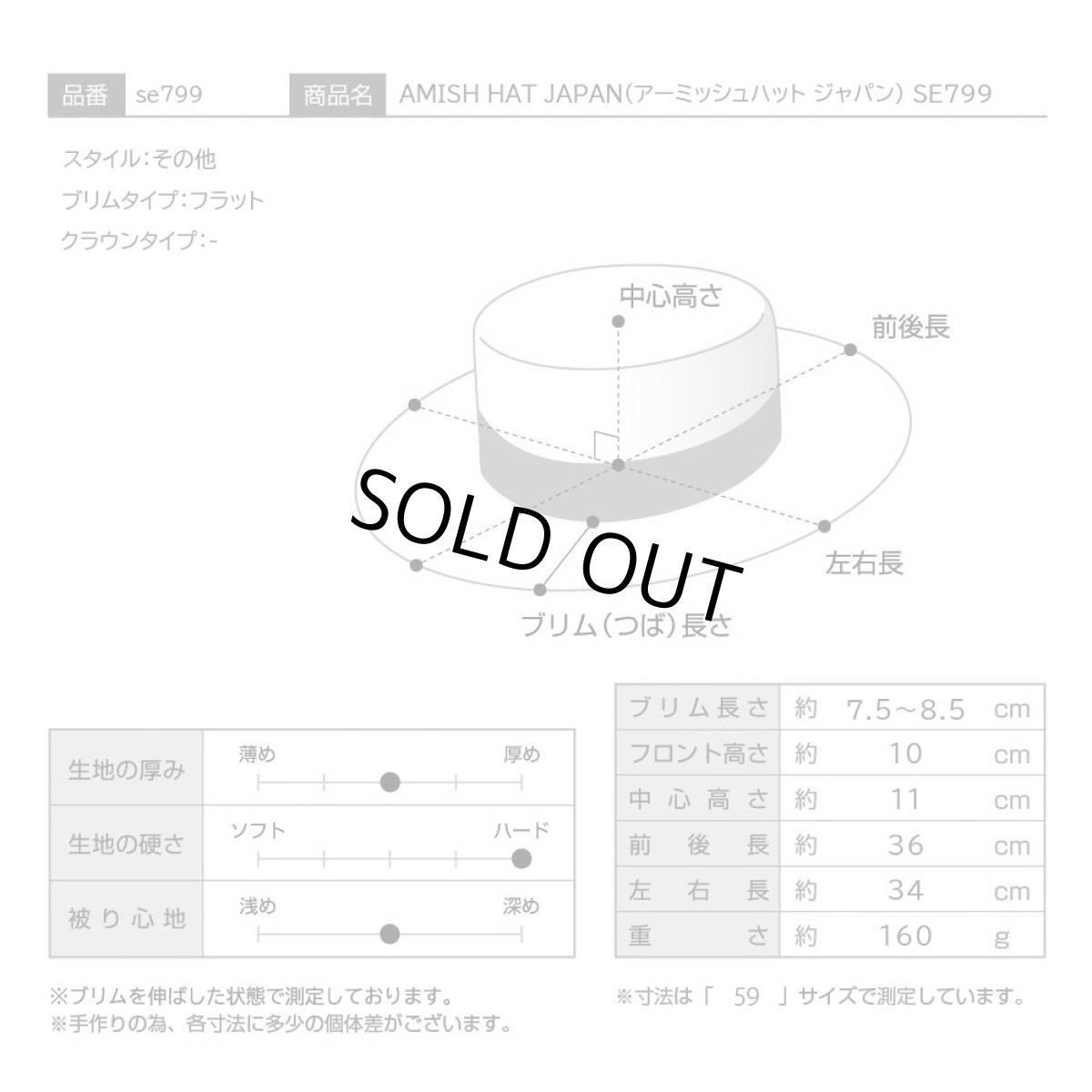 画像8: AMISH HAT JAPAN（アーミッシュハット ジャパン） SE799 ブラック (8)