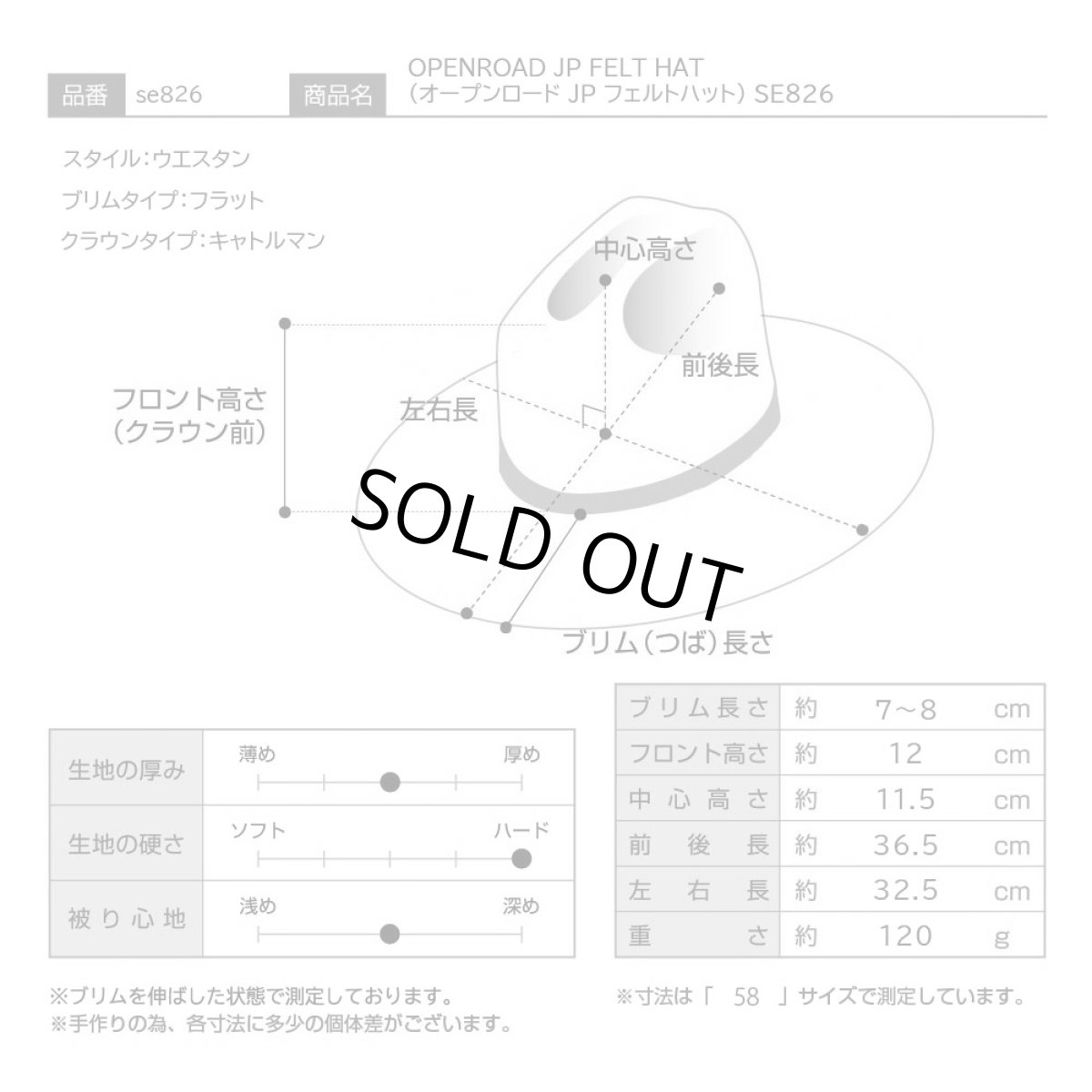 画像9: OPENROAD JP FELT HAT（オープンロード JP フェルトハット） SE826 ブラウン (9)