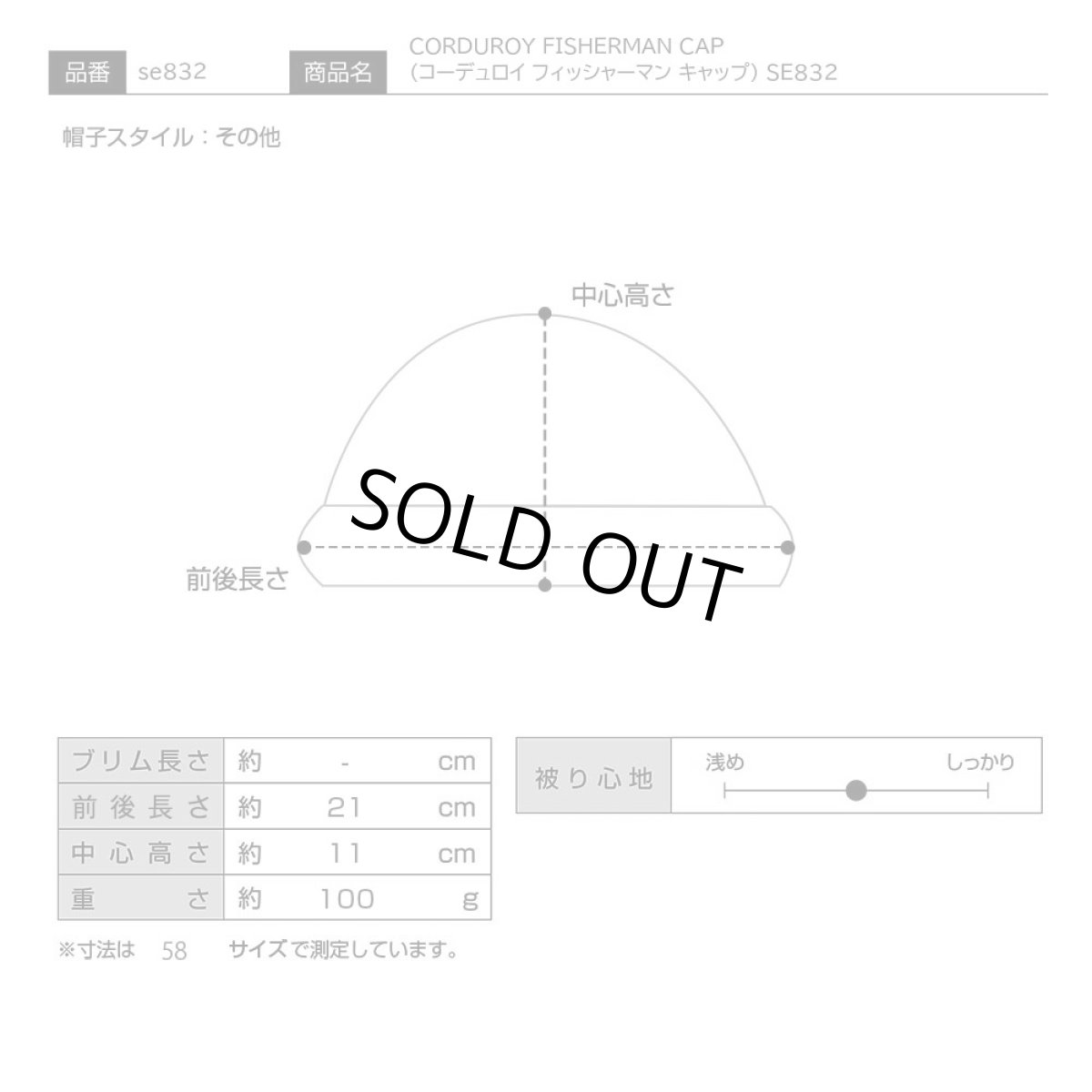 画像7: CORDUROY FISHERMAN CAP（コーデュロイ フィッシャーマン キャップ） SE832 ブラック (7)